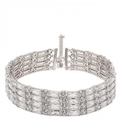 Silver crystal choker