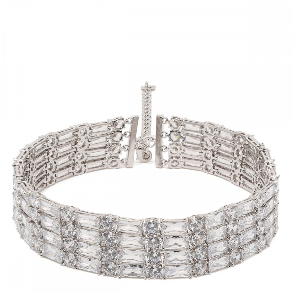 Silver crystal choker