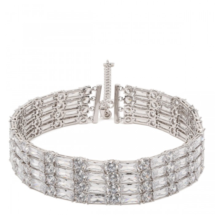 Silver crystal choker