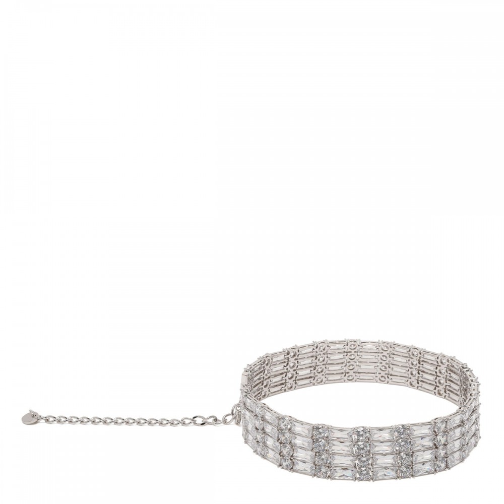 Silver crystal choker