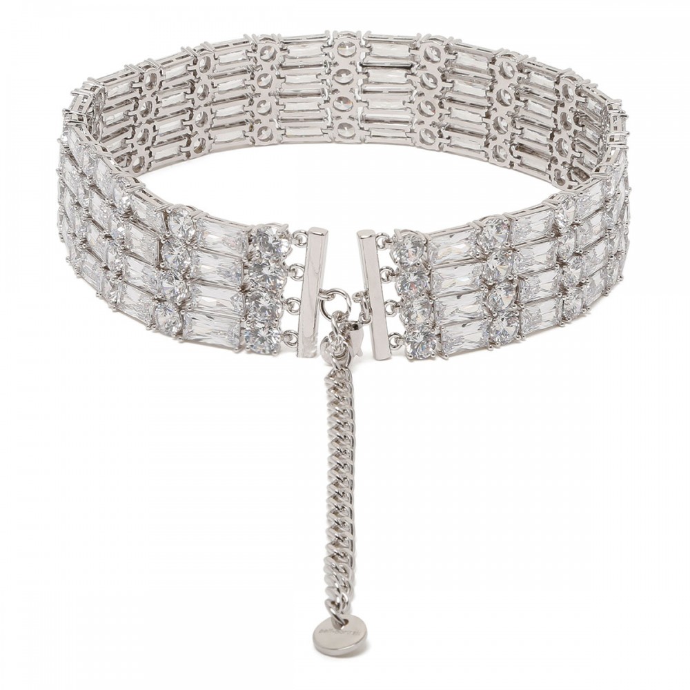 Silver crystal choker