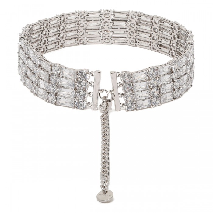 Silver crystal choker
