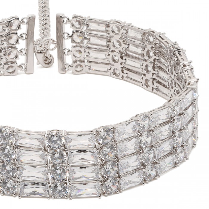 Silver crystal choker