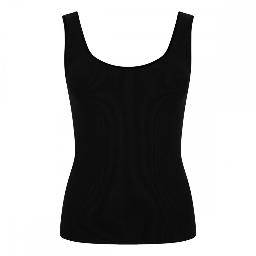 Black ribbed knit tank top