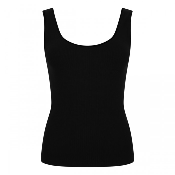 Black ribbed knit tank top