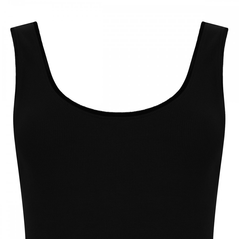 Black ribbed knit tank top