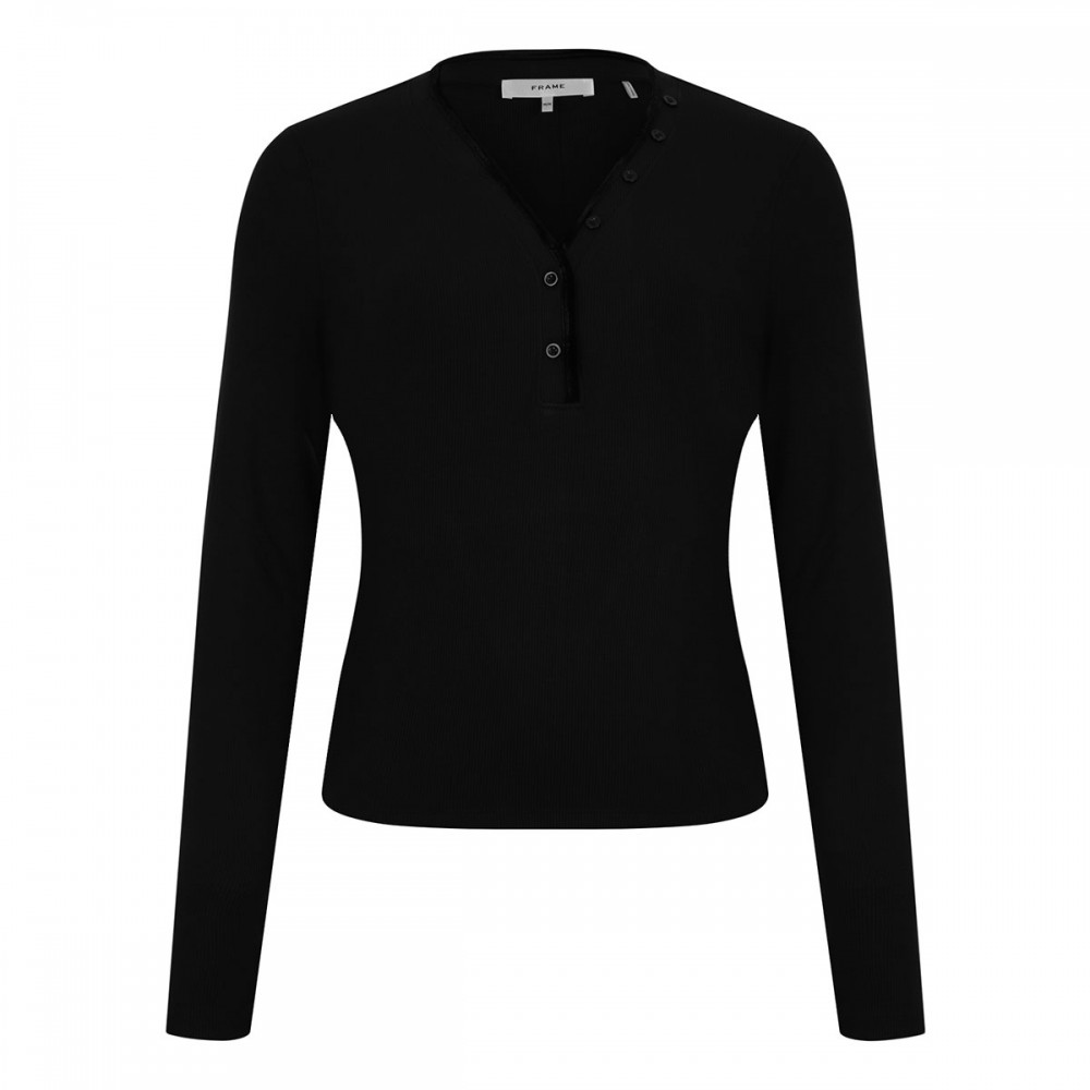 The velvet trim henley top