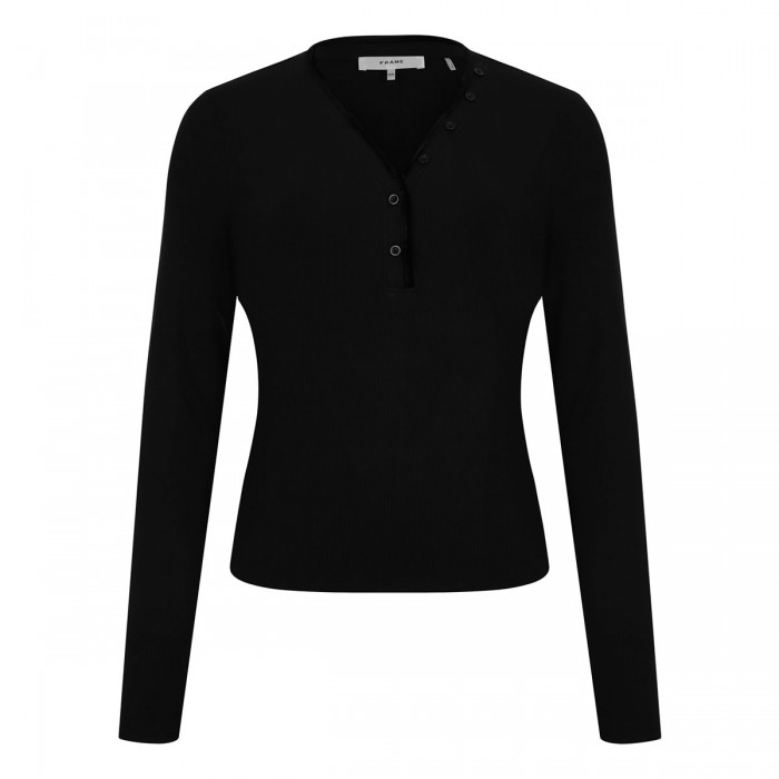 The velvet trim henley top