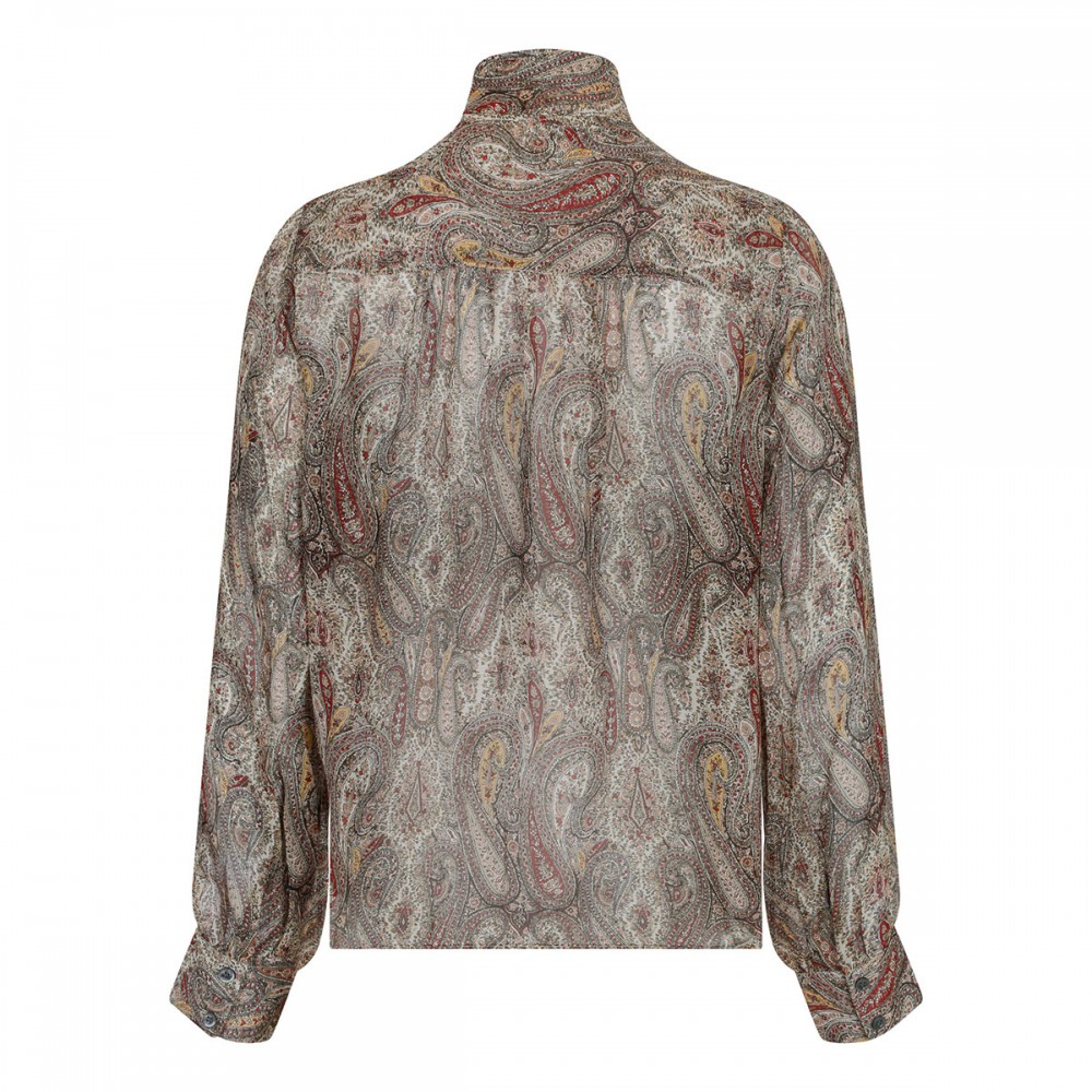 The paisley silk tie blouse