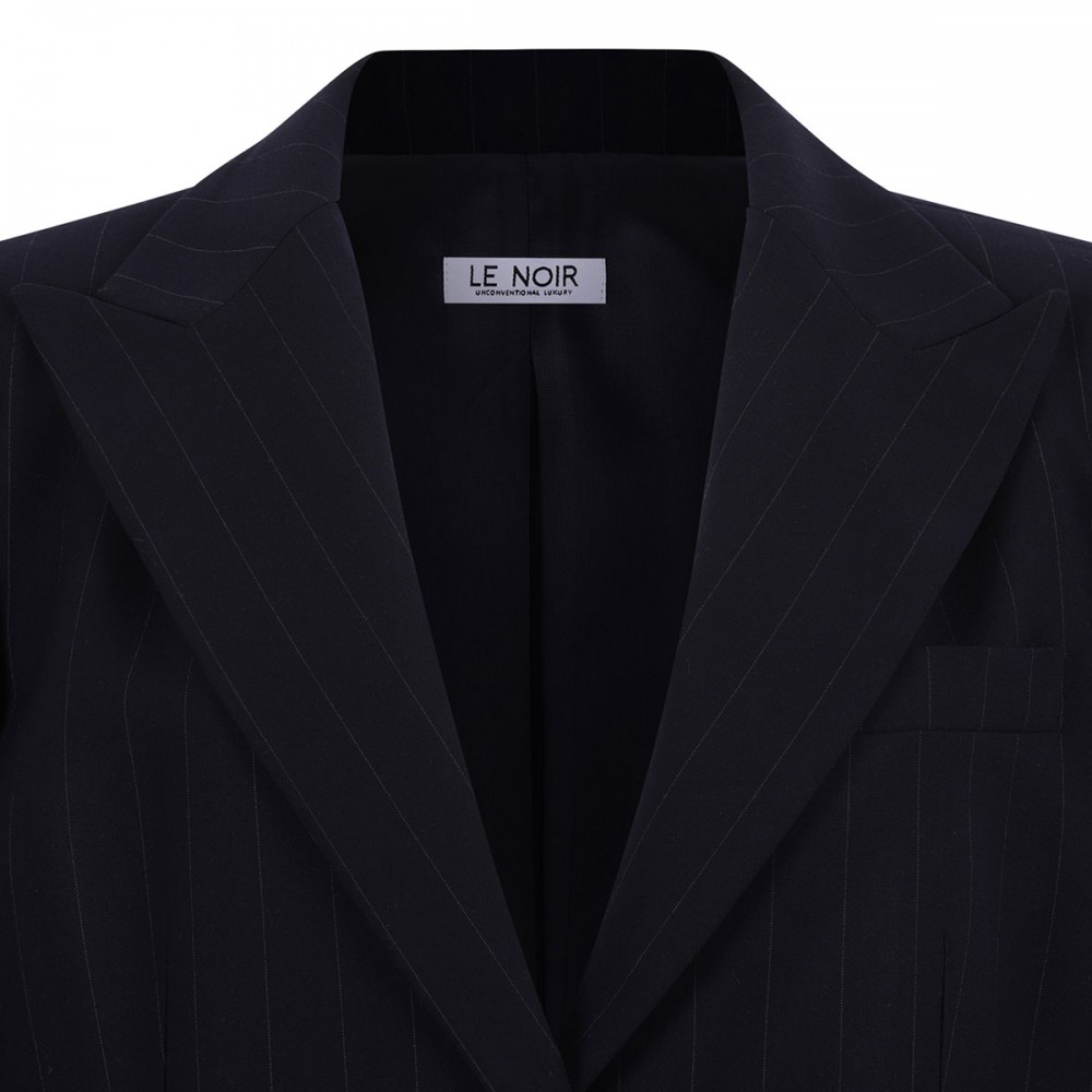 Pinstriped navy blazer