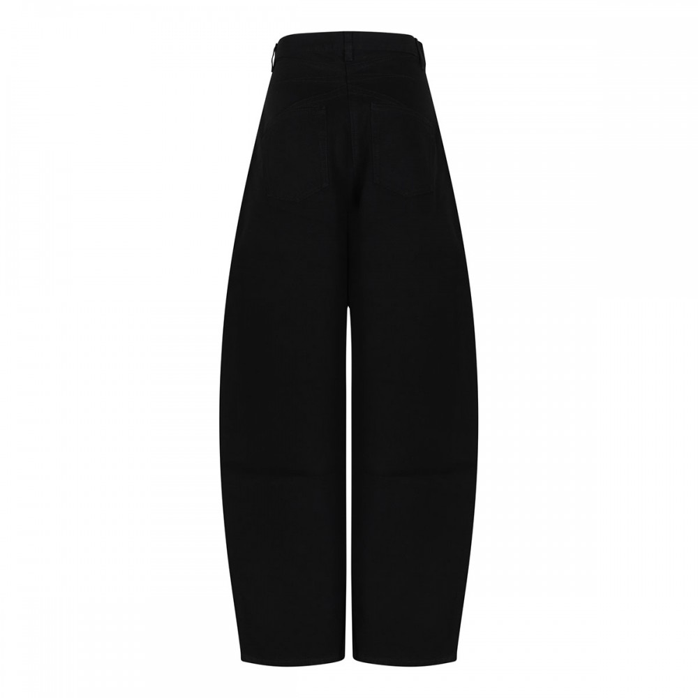 Round black denim pants