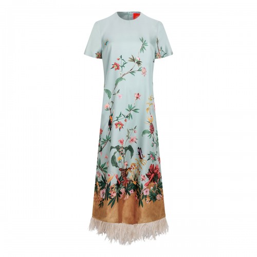 Swing dress with feathers