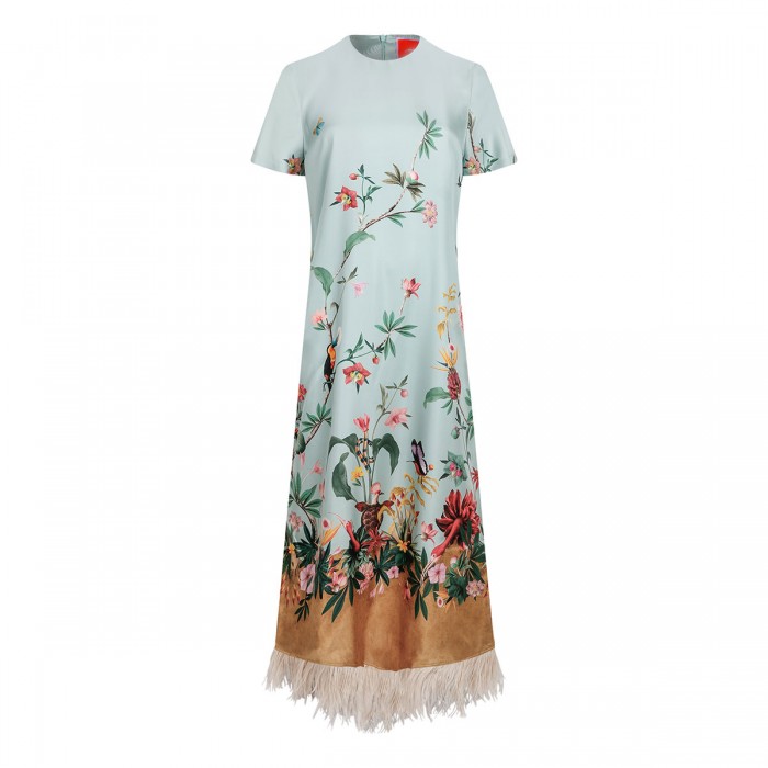 Swing dress with feathers