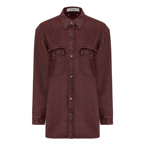 Burgundy denim shirt