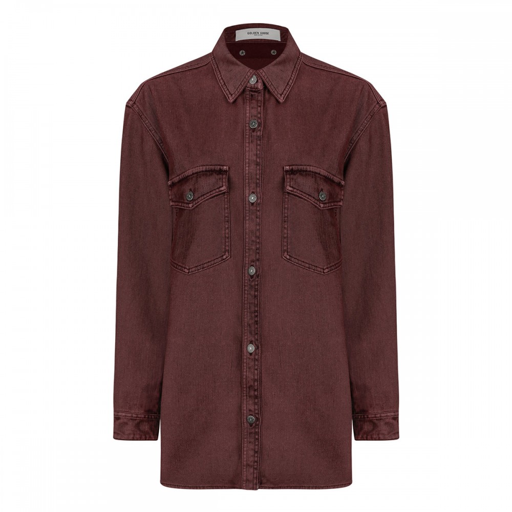 Burgundy denim shirt