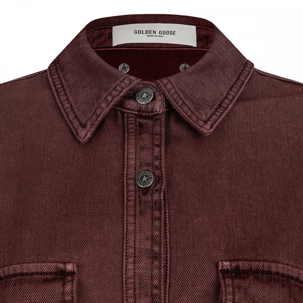 Burgundy denim shirt