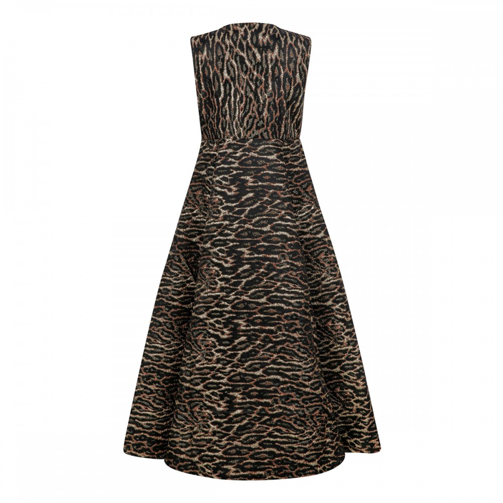 Metallic cloque long dress