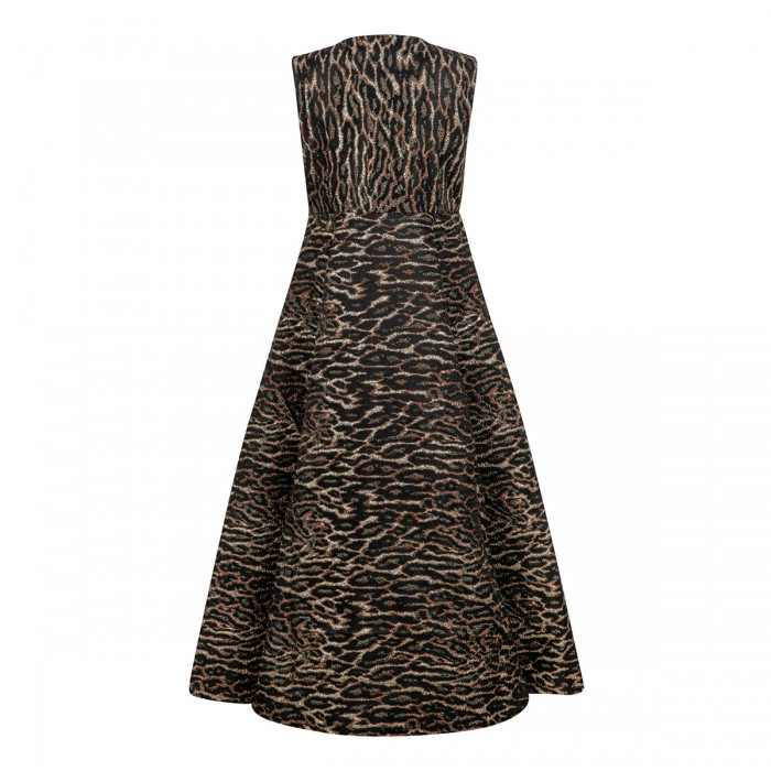 Metallic cloque long dress