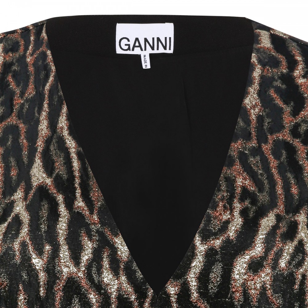 Metallic cloque long dress