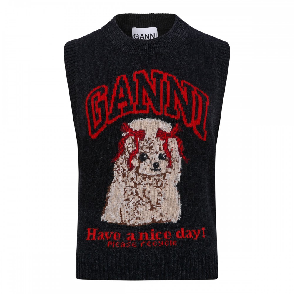Graphic wool vest