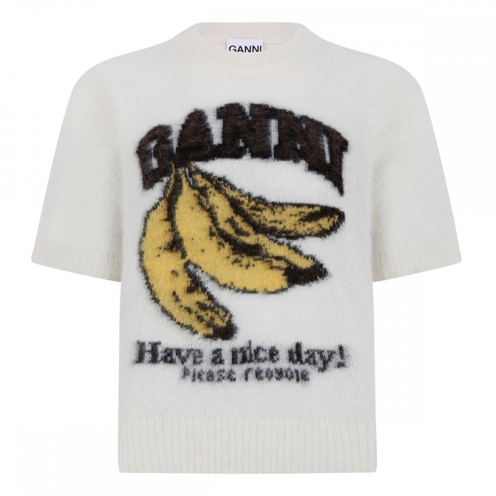 Graphic brushed alpaca T-shirt