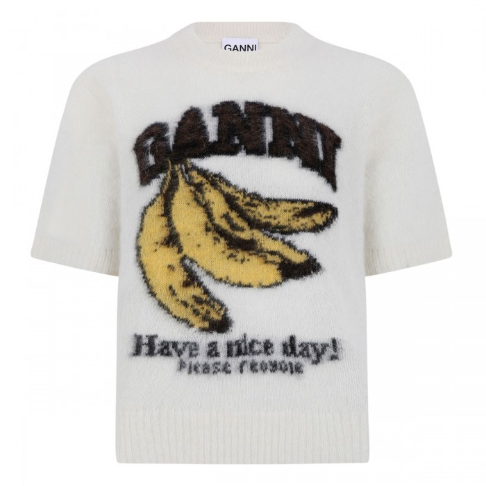 Graphic brushed alpaca T-shirt