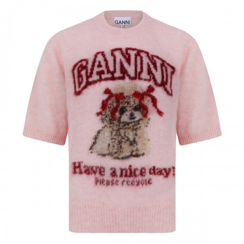 Graphic brushed alpaca T-shirt