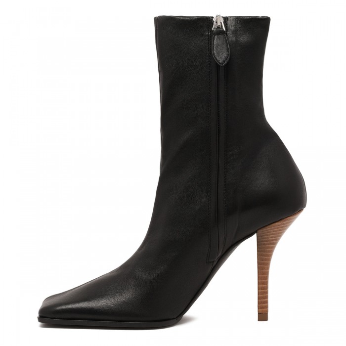 Black leather 90 ankle boots