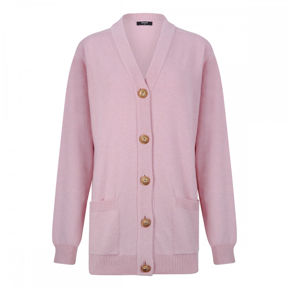 Pink eco-cashmere cardigan