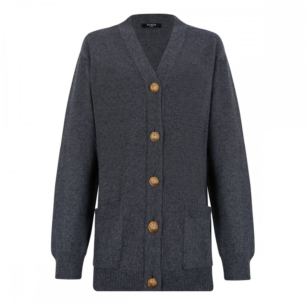 Gray eco-cashmere cardigan