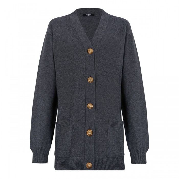Gray eco-cashmere cardigan