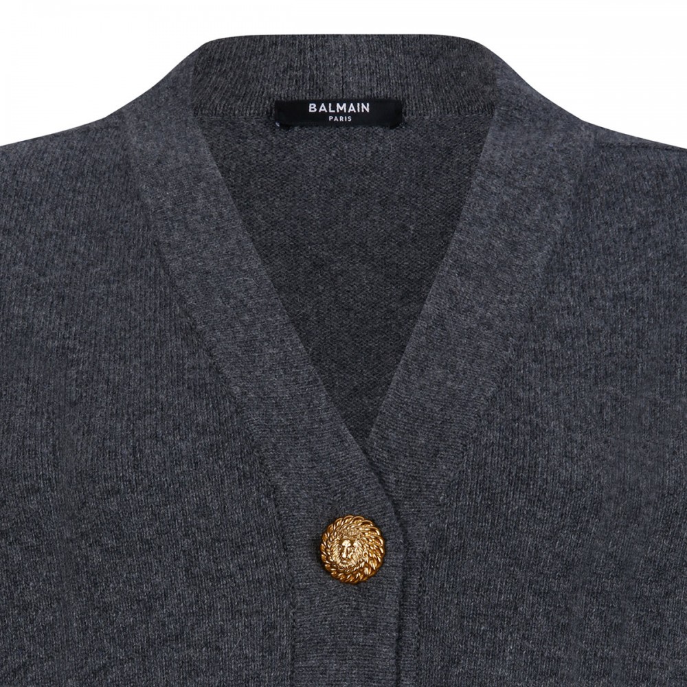 Gray eco-cashmere cardigan