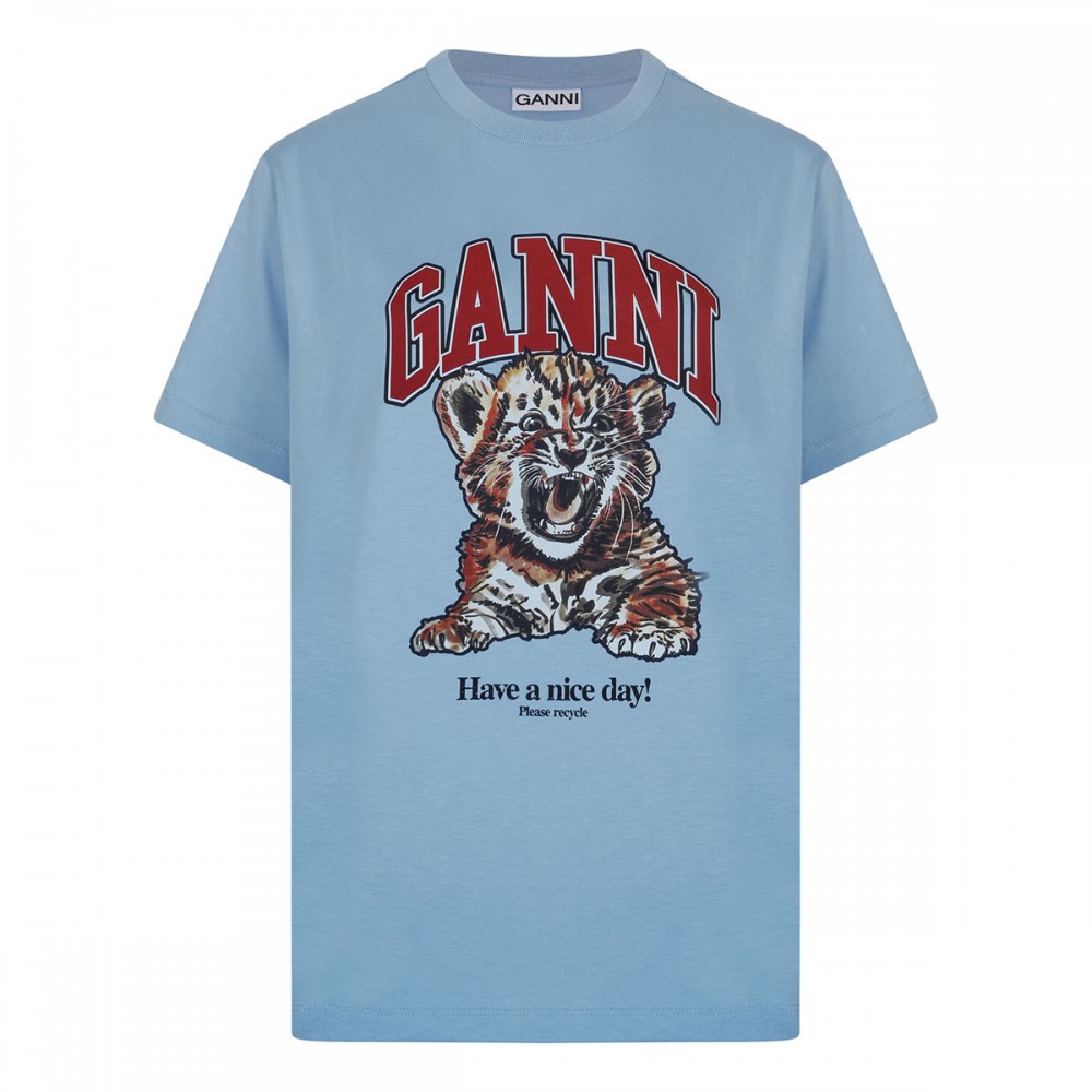 Blue relaxed jersey tiger T-shirt