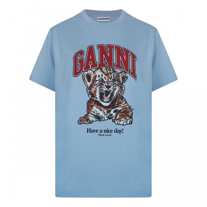 Blue relaxed jersey tiger T-shirt