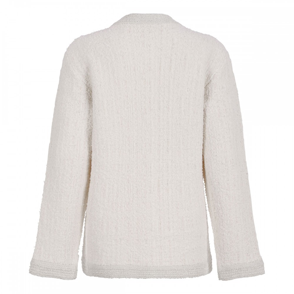 Wool lamé bouclé cardigan