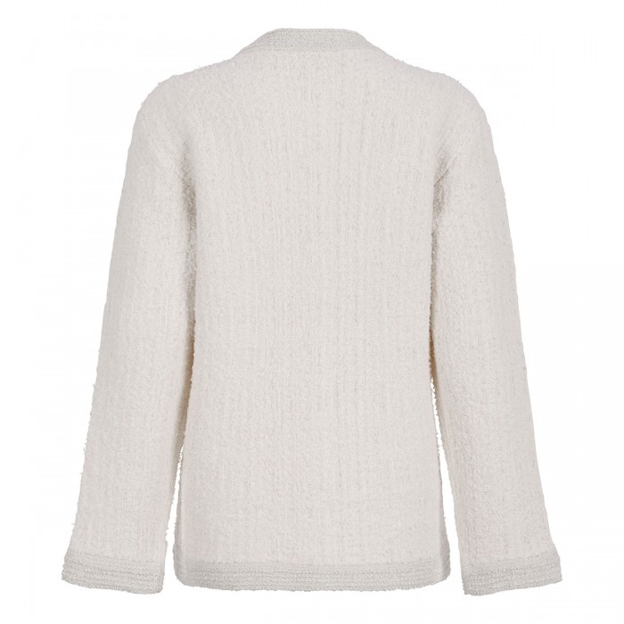 Wool lamé bouclé cardigan