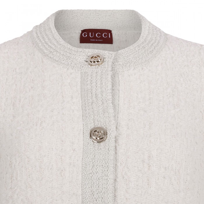 Wool lamé bouclé cardigan