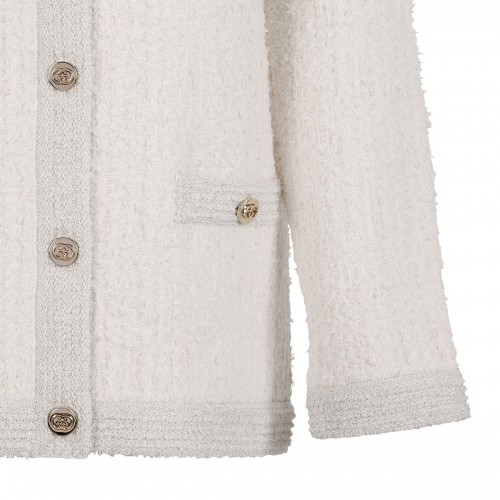 Wool lamé bouclé cardigan 2