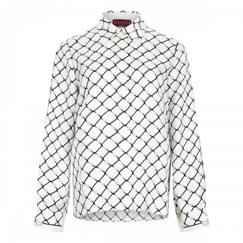 Printed silk twill shirt