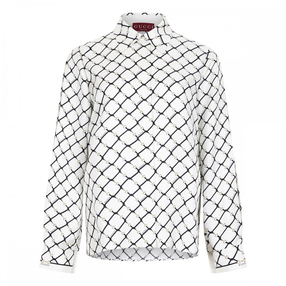 Printed silk twill shirt