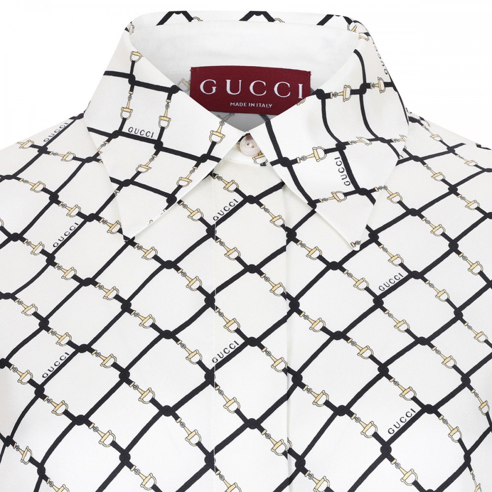 Printed silk twill shirt