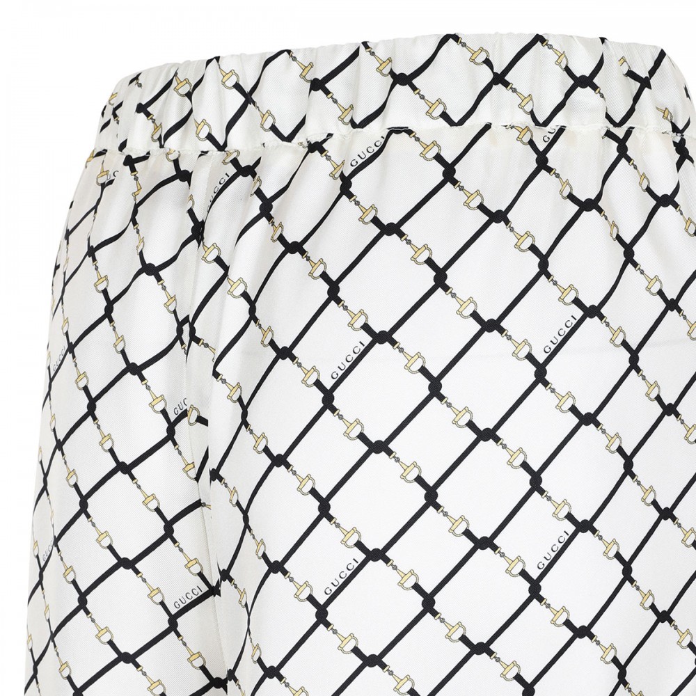 Printed silk twill pants