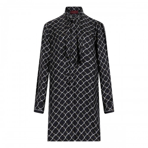 Printed silk twill dress