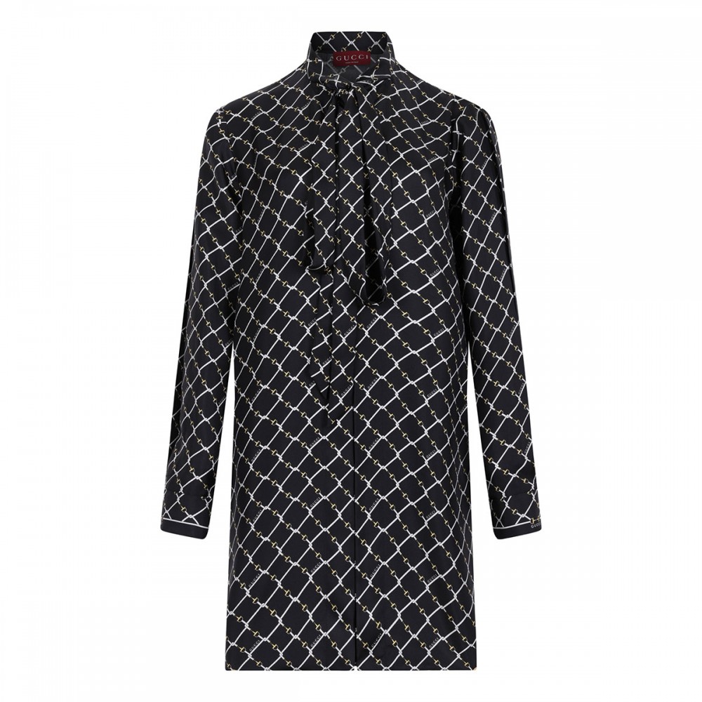 Printed silk twill dress