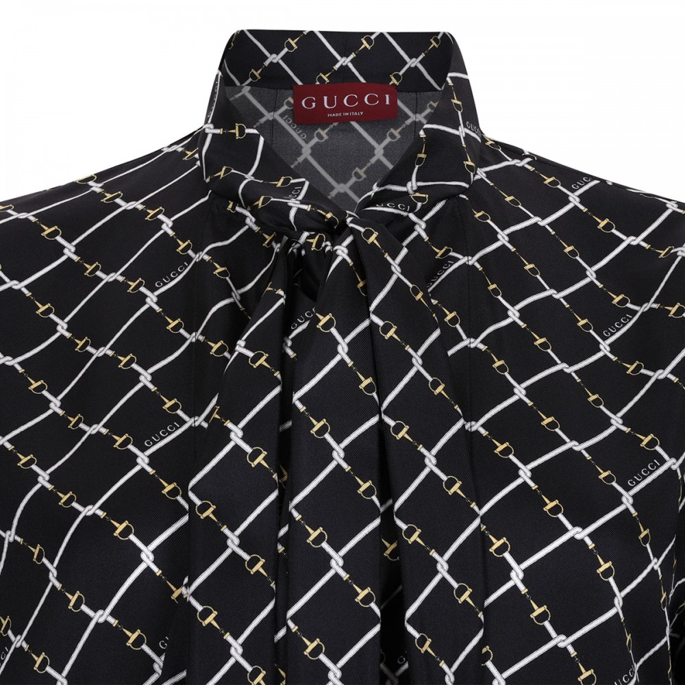 Printed silk twill dress