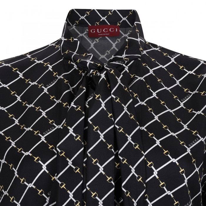 Printed silk twill dress