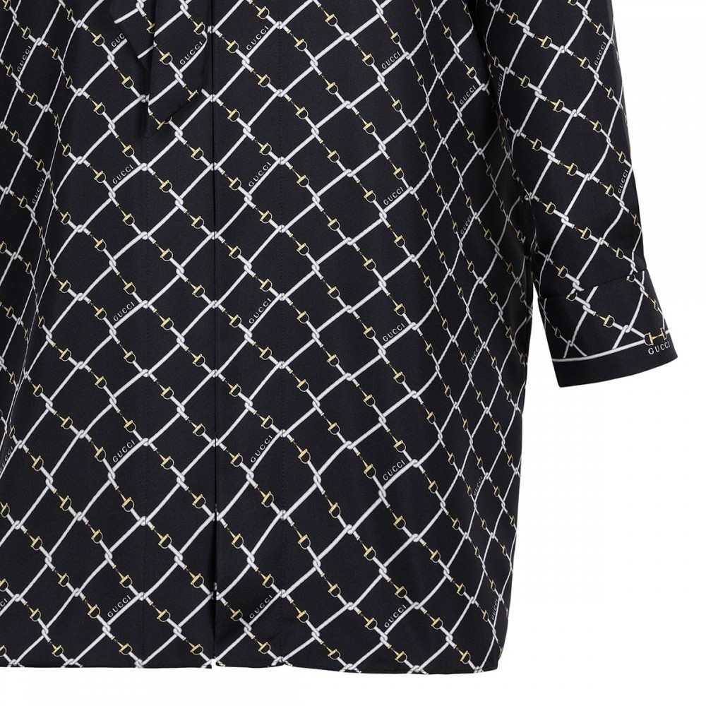 Printed silk twill dress