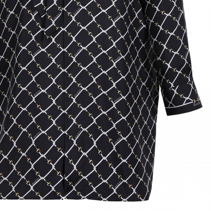 Printed silk twill dress