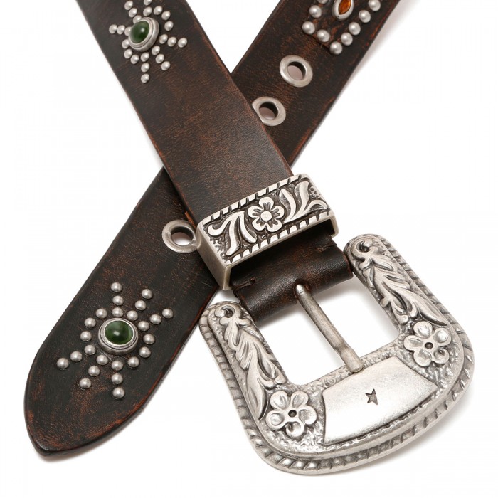 Lace belt with studs