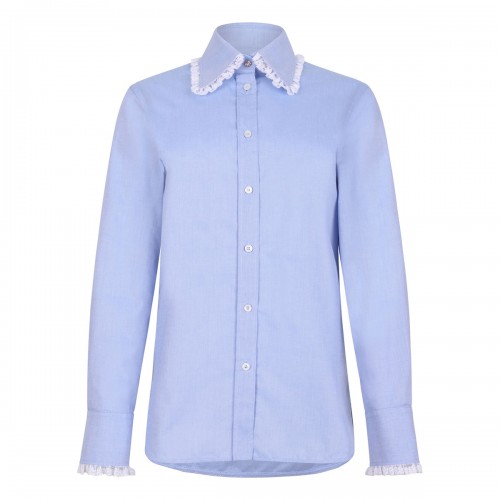 Lace-trims cotton shirt